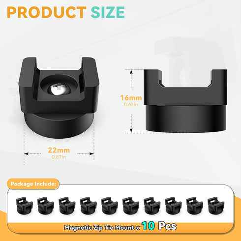 10 26lbs Pcs Magnetic Zip Tie Mount Base Strong Magnetic Zip Tie Holder Multipurpose Magnet Cable Tie Clips Holder Wire