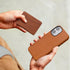 maogoam 16 6.1", for iPhone Case Leather, Compatible with MagSafe, Genuine Vintage Crazy Horse Leather, Metal Buttons