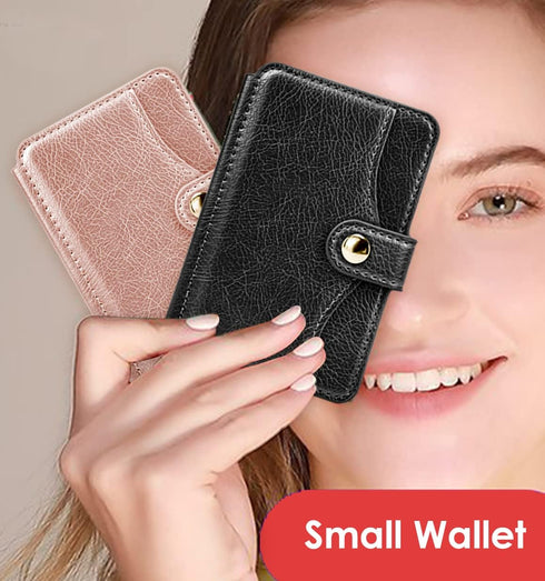 M-Plateau Slim Leather Wallet Phone Case, Adhesive Card Holder for Most Smartphones (Pink)