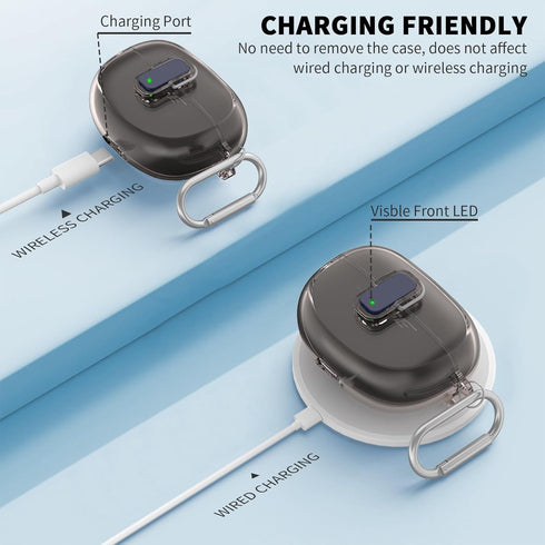 TUDIOW Clear TPU Shockproof Case for Bose Ultra Open Earbuds (2024), with Lanyard & Keychain - Clear Grey