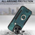JanCalm iPhone 13 Pro Leather Flip Case, Card Holder, RFID-Blocking, Magnetic, Ring Holder in Green