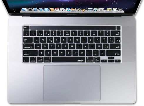 XSKN Spanish Language Black Silicone Keyboard Cover Skin for 2019 New MacBook Pro 16 inch A2141 & 2020 New MacBook Pro
