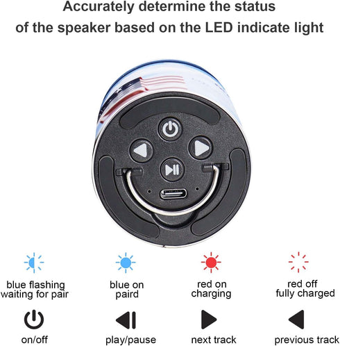 Oil Drum Wireless Bluetooth Speaker, Mini Portable Speaker with American Flag Pattern, 12 Hours Music Playing, TWS