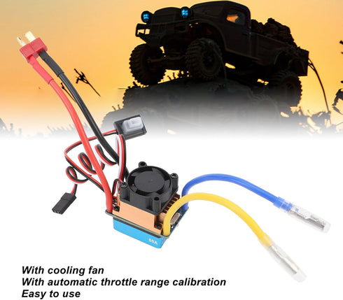 480A 480A 1/10 Drfeify Brushed Speed Controller ESC, RC ESC with Cooling Fan Waterproofing ESC for RC Car and Boat