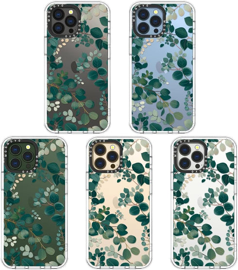 MOSNOVO iPhone 13 Pro Max Case, Clear TPU Bumper with Buffertech 6.6ft Military-Grade Drop Protection, Eucalyptus