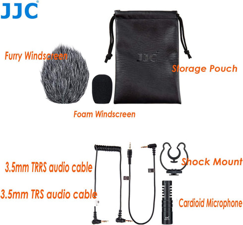 JJC SGM-V1 Shotgun Video Microphone, Cardioid Condenser Mic with Shock Mount and Windscreen for DSLR