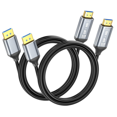 4K DisplayPort to HDMI Cable 6ft 2-Pack, Uni-Directional DP (Source) to HDMI