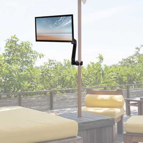 VIVO Universal Full Motion Pneumatic Pole Mount Arm for 17 to 32 inch Monitor Screens, 75mm and 100mm VESA Plate, Black