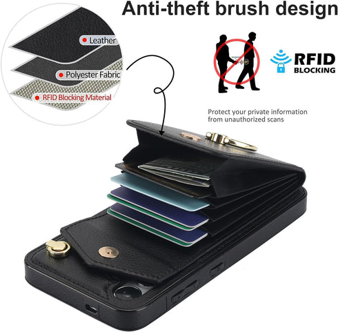 Asuwish Wallet Cover for Samsung Galaxy S24 Plus S24+ 5G, with Tempered Glass Screen Protector, RFID Blocking, Black
