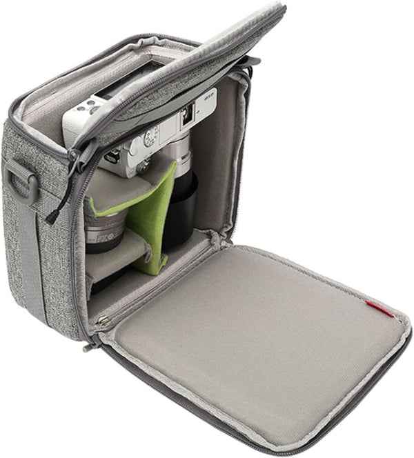 Mini SLR Camera Insert Bag, Shockproof Dual Opening Lens Cube Case for Digital DSLR SLR Mirrorless Cameras, Compatible