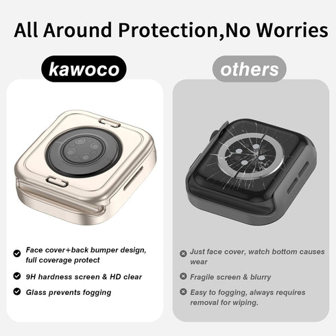 4 Pack Waterproof Case for Apple Watch 45mm Series 9/8/7, 2 in 1 Full Coverage Bumper Protective Cover with Screen