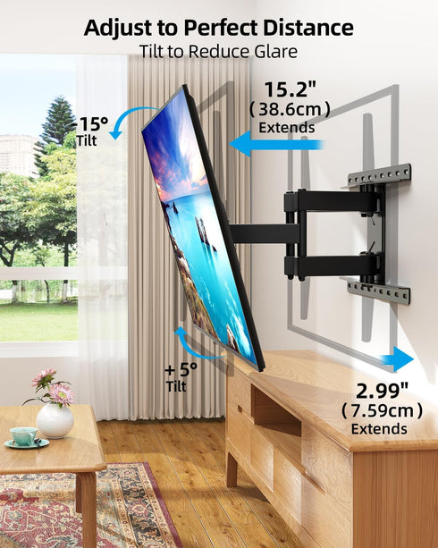 HOME VISION Full Motion TV Wall Mount for 32-84 inch TVs up to 132 lbs, Swivel and Tilt with Dual Articulating Arms