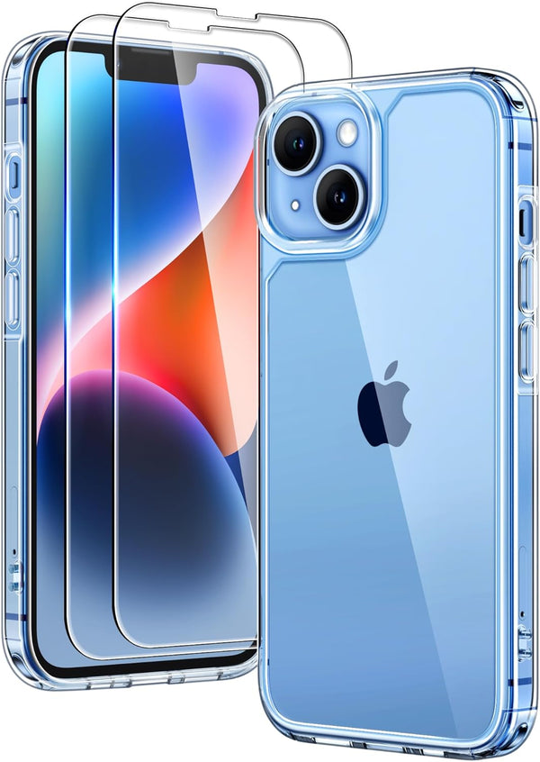 TAURI 3 in 1 iPhone 14 Case Clear, Not Yellowing with 2X Screen Protectors, Military-Grade Drop Protection, Slim 14