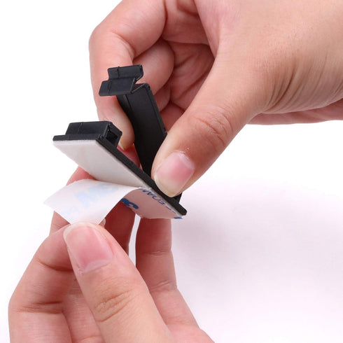 Cable Clips with 3M Adhesive, Multipurpose Wire Clamps for Cable Management - 50 Pack Black with 10 Reusable Ties