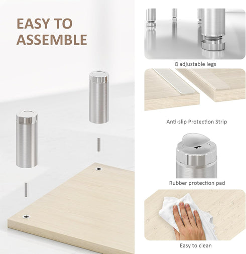 2 AX Waber Dual Monitor Riser - Adjustable Length & Angle, Wooden Stand for Monitors with Storage