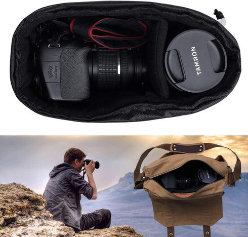 Shockproof Camera Insert Bag for SLR DSLR Mirrorless Camera with Adjustable Dividers, Water Resistant Pouch