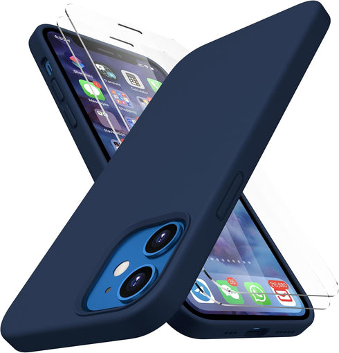 CellEver Heavy-Duty Silicone Case for iPhone 12/12 Pro - Two Shatterproof Glass Screen