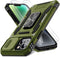 DEERLAMN iPhone 13 & 14 Case, Olive Green, Military Grade Shockproof, Slide Camera Cover + 2 Screen Protectors,