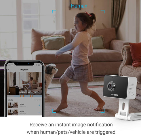Zmodo 1080p (2 Pack) Mini WiFi Pet Camera Two-Way Audio Smart Home Camera with Night Vision, Compatible with Alexa