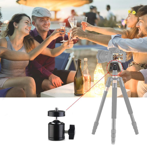 Eszkozta Universal 1/4" Swivel Mini Ball Head Screw Tripod Mount (2 Pack), 360 Degree Rotating Base Adapter for DSLR