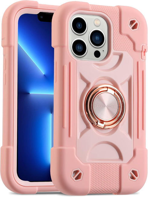 MARKILL Compatible with iPhone 13 Pro Max Case, 6.7 Inch with Ring Stand, Heavy-Duty Military Grade Shockproof Cover