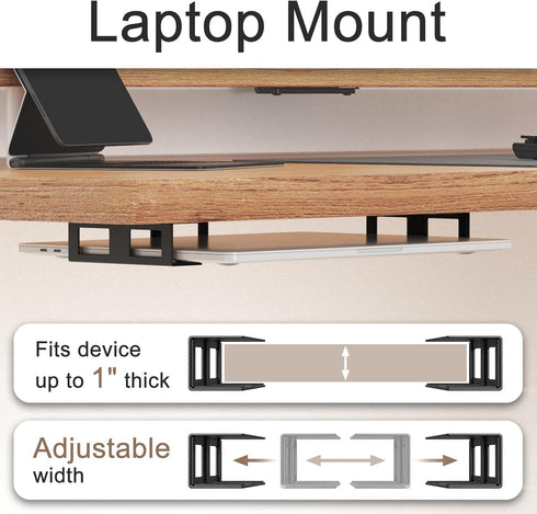 Joythink 3 Universal Under Desk Metal Mount Laptop Holder Tray with Anti-Scratch Under Table Hidden Docking Station