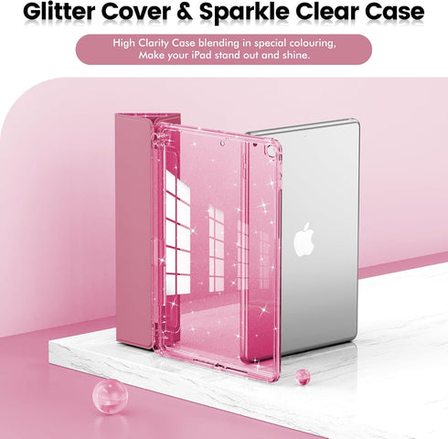 INFILAND 6th/5th 9.7 Inch 2018/2017, 2 Case for iPad Generation iPad Air Cute Glitter Clear Protective Cover for Kids