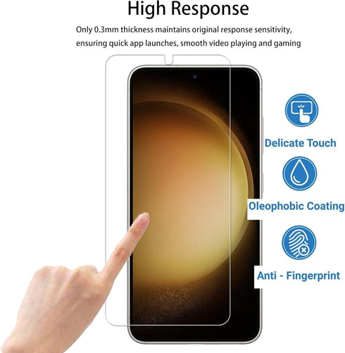 Samsung Galaxy S23 5G Easy Alignment Frame, 2-Pack Tempered Glass Screen Protector & Camera Lens Protector Film.