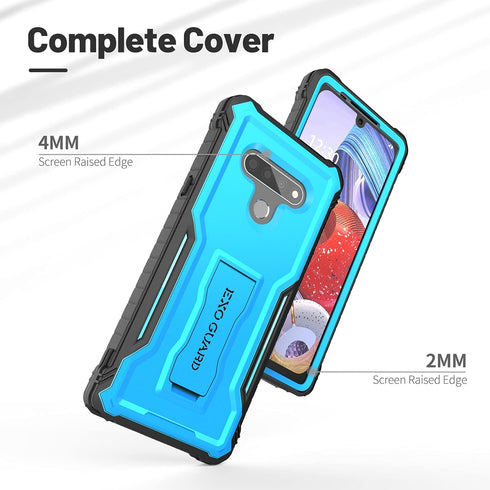 ExoGuard Rubber Shockproof Case for LG Stylo 6, Built-in Kickstand (Blue)