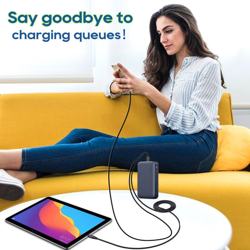 UCEC Dual USB C Cable, 4ft USB A to USB Type C Splitter Charging Cable, 2 in 1 Multi Charging Cable USB C Wire, Braided