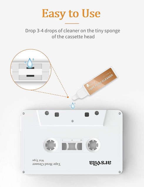 Arsvita Audio Cassette Head Cleaner, Tape Cleaning Kit for Home/Portable/Car Cassette Player