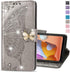 Samsung Galaxy A32 5G Case | Glitter Bling Leather Flip Wallet with Card Holder and Stand, Shockproof Crystal Grey