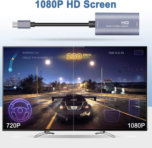 Video Capture Card, USB3.0 HDMI to USB C, 4K 1080P 60FPS Capture for Gaming Live Streaming, Compatible with Windows