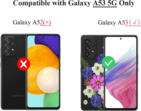 Unov Clear Case for Galaxy A53 5G, Soft TPU Shock Absorption Slim Embossed Pattern Protective Back Cover (Very Peri