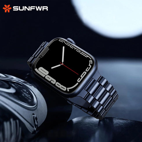 SUNFWR Stainless Steel Watch Band, Dark Blue 42mm/44mm for Apple Watch Series 9/8/7/6/5/4/3/2/1/SE, Adjustable