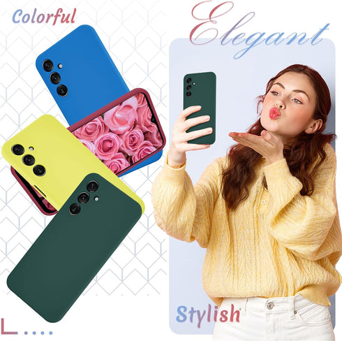 Samsung Galaxy A15 5G Case, Deep Green Soft Anti-Scratch Silicone Phone Cover with 1 Screen Protector, Full Body