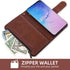 Asuwish Galaxy S10 Wallet Case: Flower Leather Flip, TPU, Tempered Glass Protector, Credit Card Holder, Brown.