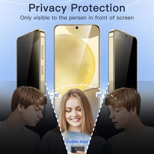 JETech 2-Pack Privacy Screen Protector for Samsung Galaxy S24 5G 6.2" with Camera Lens Protector, Anti-Spy Glass Film.