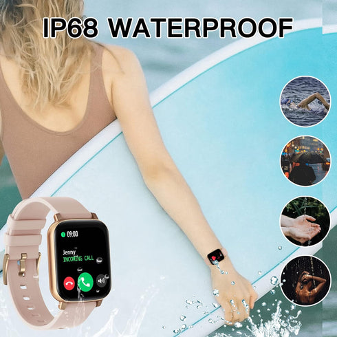 Wwzzey Smart Watch for Women with Answer/Dial Calls, 1.7" Waterproof Fitness Watch, Heart Rate Monitor