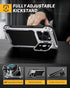 Lanhiem Metal Case for iPhone 15 Pro Max, Built-in Camera Kickstand & Glass Screen Protector, Heavy Duty Rugged Cover