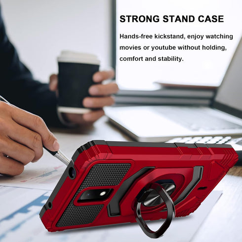 Ailiber Cricket Debut Case, AT&T Calypso 2(U319AA) with Screen Protector, Ring Kickstand for Magnetic Car Mount (Red)