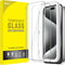 JETech 2-Pack Tempered Glass Screen Protector for iPhone 15 Pro 6.1-Inch, HD Clear, Bubble Free, Case-Friendly, Easy