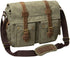 peacechaos Men's Canvas Camera Bag - Leather DSLR SLR Case, Vintage Messenger Sling Bag, Army Green