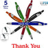 Thank You Greeting Gift Stylus Pens - 2 in 1 Combo for Touchscreen Devices, 5 Pack for Employee Appreciation