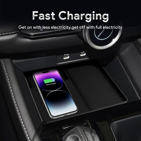 Wireless Phone Charging Pad for 2023 2024 Honda 11th Accord, Silicone Material, Dual Charging Ports, 15W Adapter for