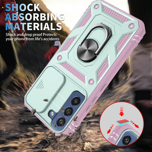 Case for Galaxy S22, Shockproof Impact Resistant with Slide Lens Protective Cover for Samsung Galaxy S22 6.1 inch