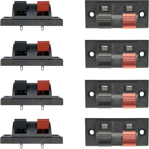 YukiHalu High Current 8A Capacity, 2 Way Stereo Speaker Terminal Connectors, Pack of 8