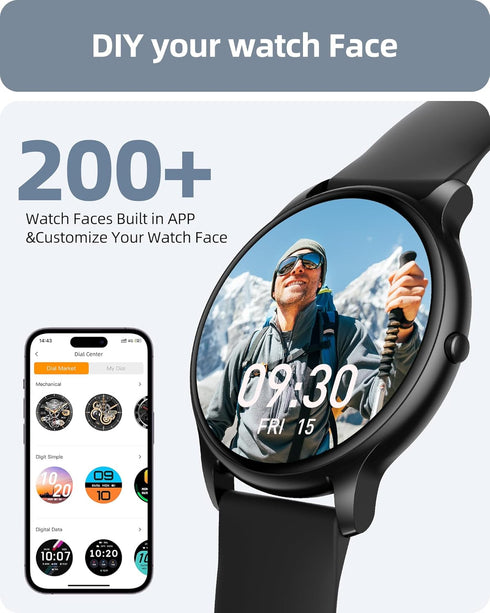Parsonver Smart Watch for Men Women, HD Screen Fitness Tracker, IP68 Waterproof, 100+ Sport Modes