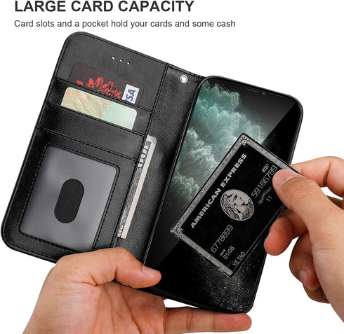 Bocasal Compatible with iPhone 12 Pro Max Wallet Case, PU Leather Kickstand Protective Wrist Strap Cover