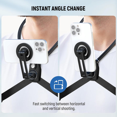Neewer Magnetic Neck Holder for Action Camera & Phone, Hands-Free Neck Mount with Chest Strap for GoPro DJI Insta360
